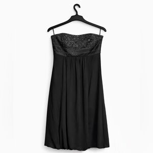 David’s Bridal Black Strapless Beaded Cocktail Dress Size 10 Formal Prom